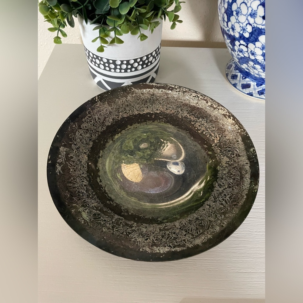 Vintage WMF Cromargan Decor and Etched Decorative round Bowl & feet S-collection
